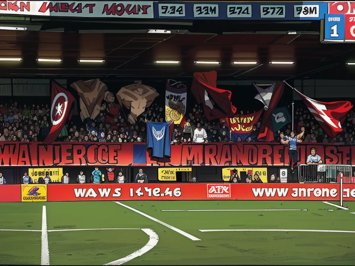 The touching banner of the Fortuna fans for their long-time goalkeeper Georg Koch