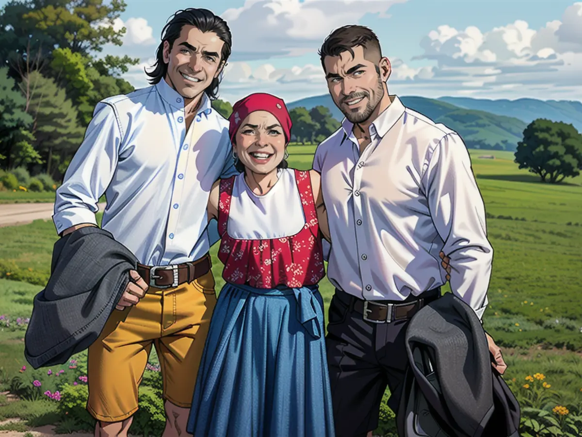 Yasin (r.) with his mother Semral and brother Aziz, who plays ice hockey in Miesbach