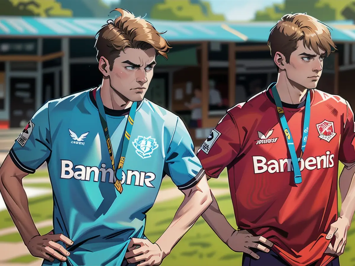 Disappointed Bayer talents: Ben Hawighorst and goalkeeper Jesper Schlich (r.)