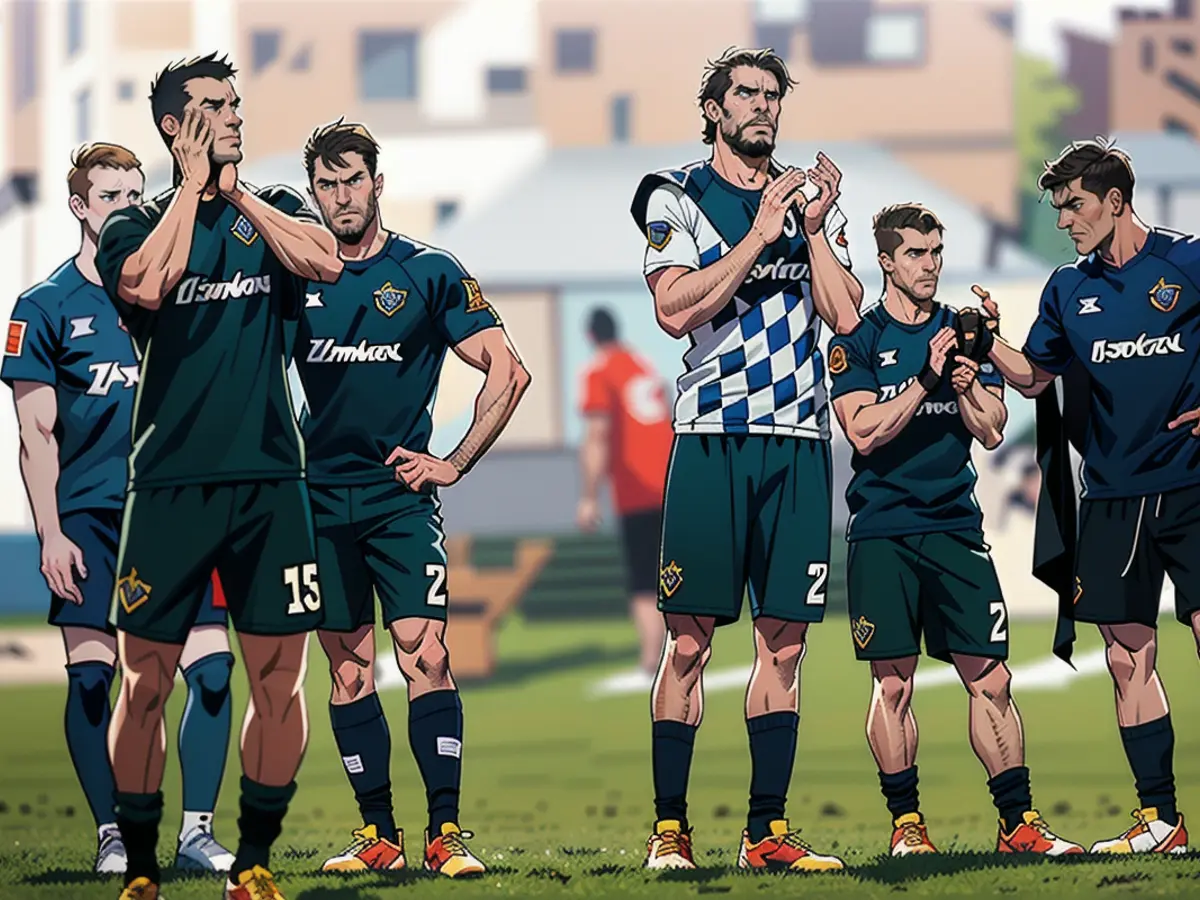 Les professionnels du Werder, dont Nick Woltemade (au centre), remercient leurs supporters après le...