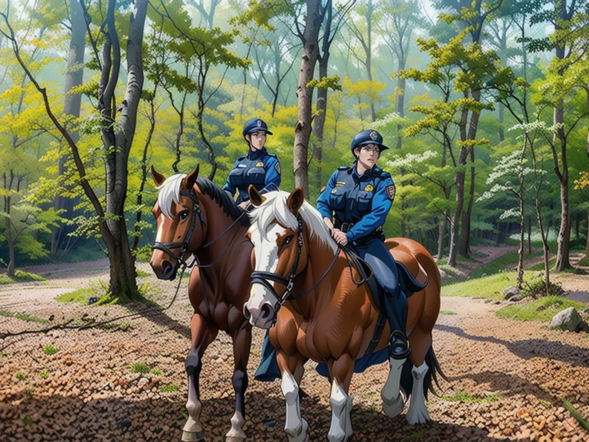 Recherche d'Arian : Deux policières à cheval dans la forêt près de Bremervörde-Elm