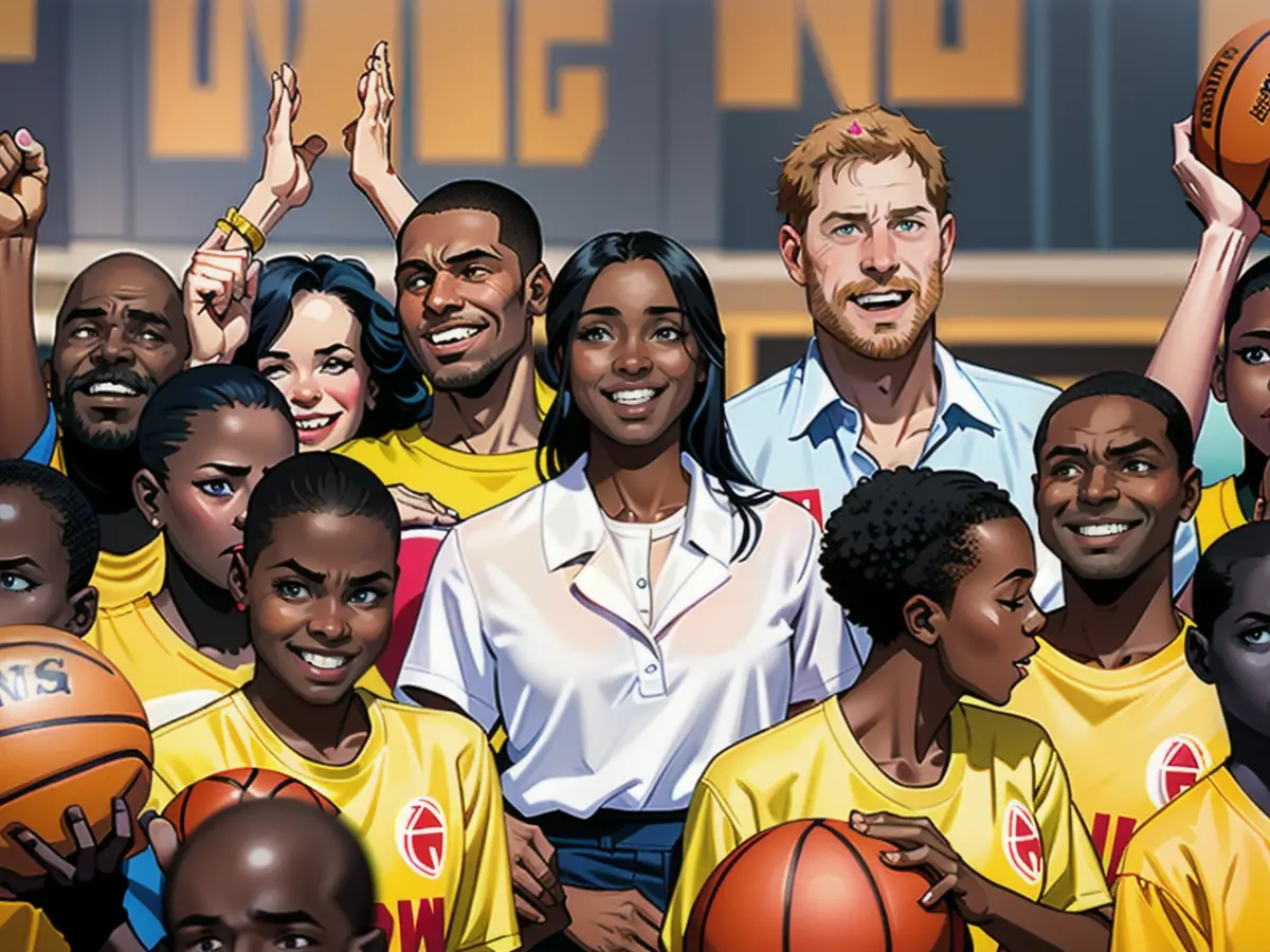 A Duquesa Meghan e o Príncipe Harry visitaram a instituição de caridade Giants of Africa, que utiliza o desporto do basquetebol para enriquecer e capacitar os jovens, em Lagos, no domingo