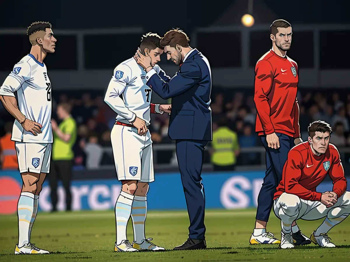 Southgate consoles Jadon Sancho after the Euro 2020 final.