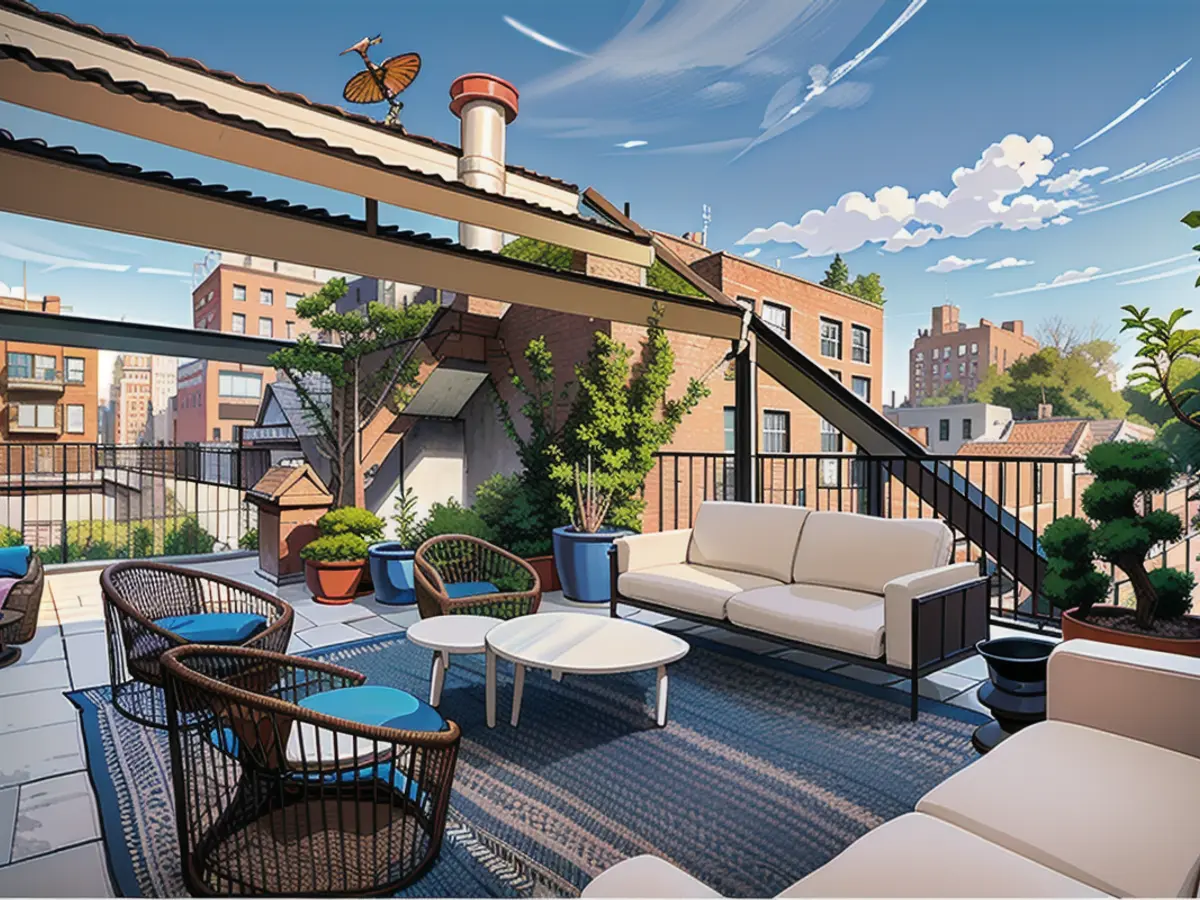 In the same red brick building - here Swift has a penthouse with a breathtaking terrace