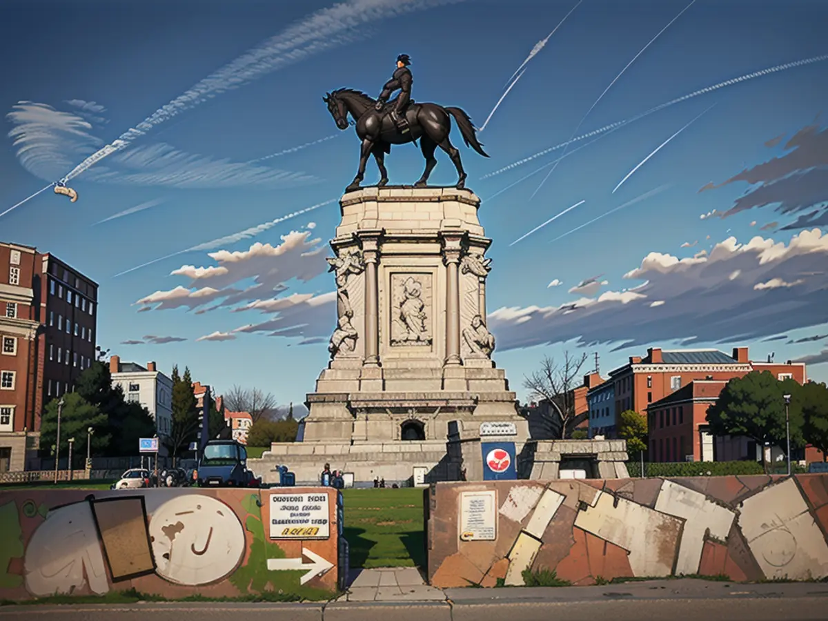 The Robert E. Lee statue in Richmond, Virginia in January 2021.