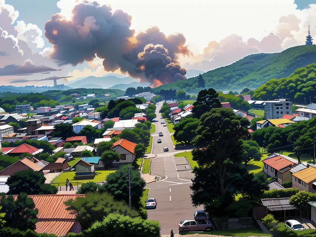 Rauch steigt in der Ferne in Noumea, Neukaledonien, am 14. Mai 2024 auf.