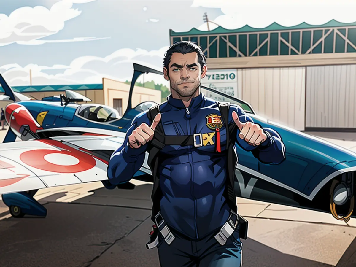 Xavi after his aerobatics over the region