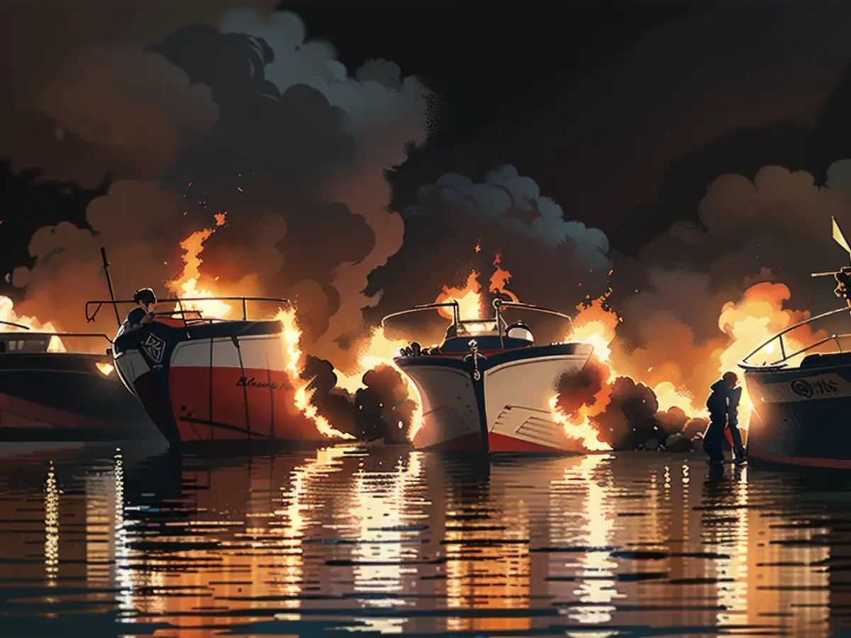 L'incendie dévastateur s'est rapidement propagé d'un bateau à l'autre