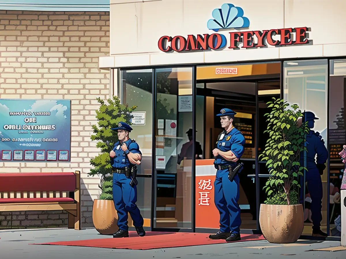 Des policiers gardent l'entrée de l'hôtel