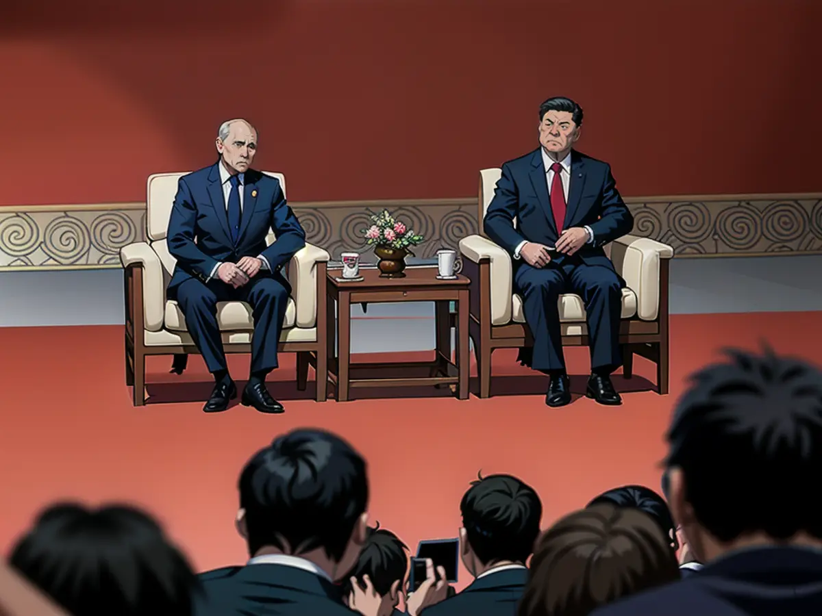 Russlands Präsident Wladimir Putin und Chinas Präsident Xi Jinping nehmen an einem Konzert anlässlich des 75. Jahrestages der Aufnahme diplomatischer Beziehungen zwischen Russland und China am Donnerstag, den 16. Mai 2024, teil. Das Treffen findet zu einem Zeitpunkt statt, an dem Russlands erneuter Angriff auf die Ukraine deutliche Fortschritte macht.