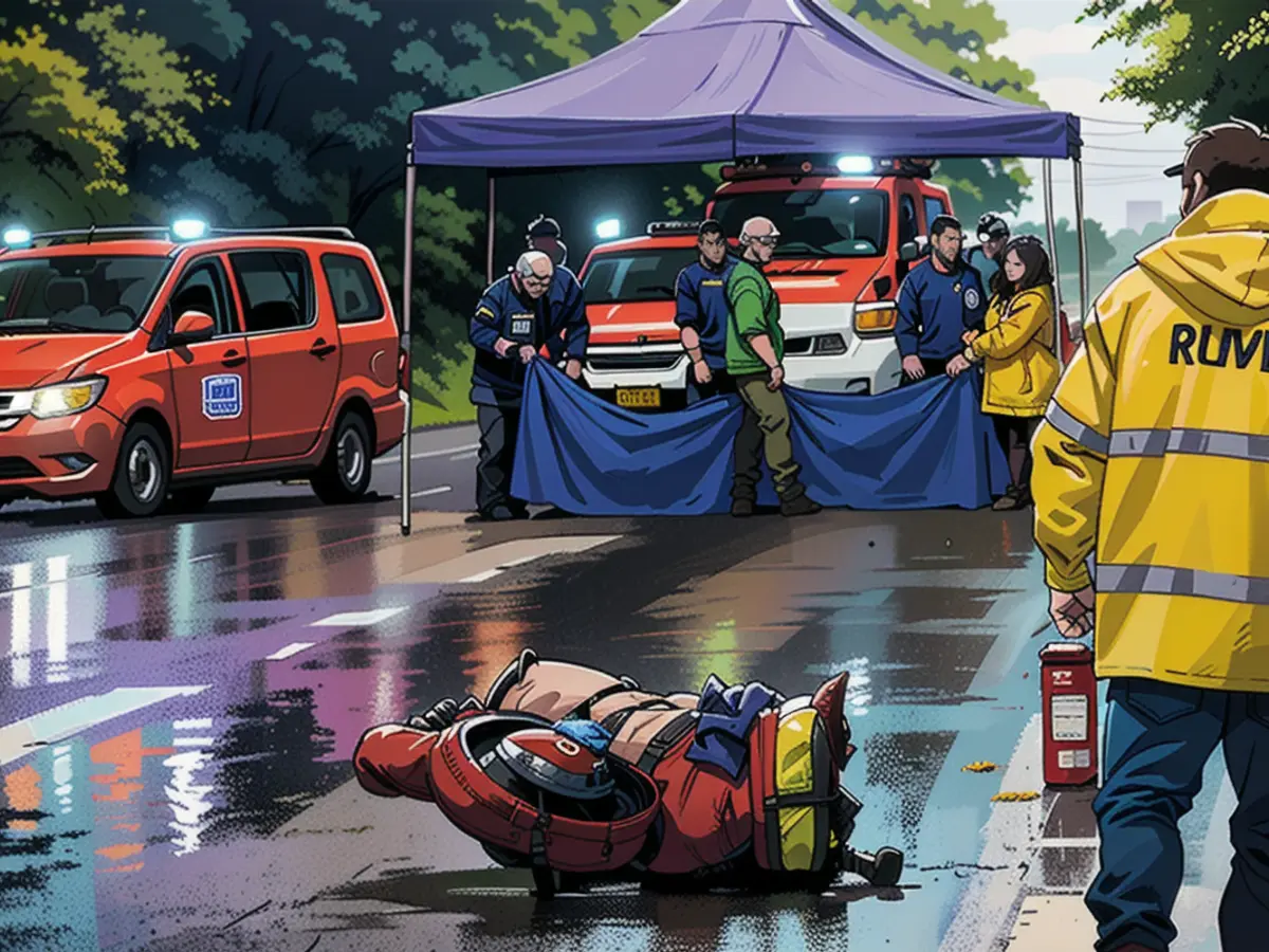 The first responders tried to save the man in a pavilion on the street