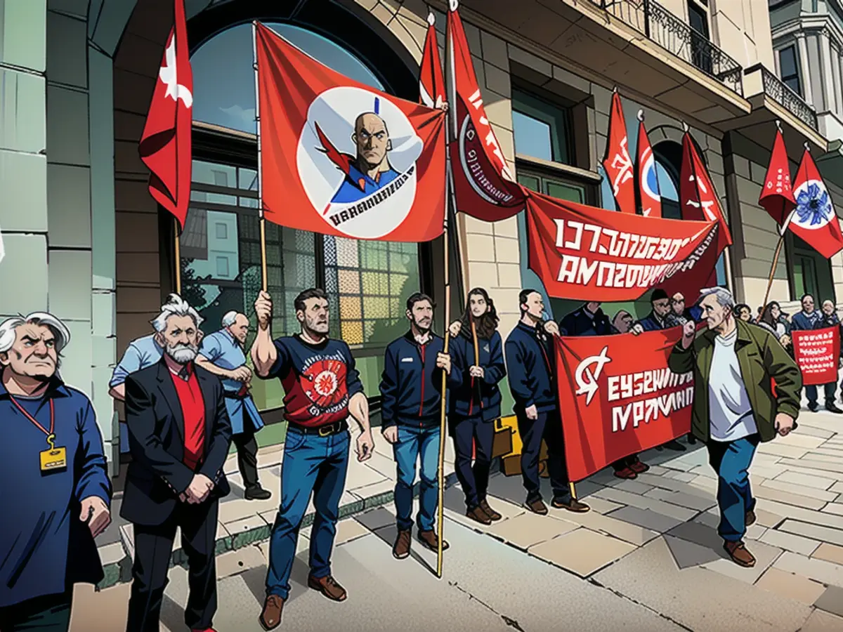 Russian activists used Soviet symbolism to protest against the EU celebrations in Moscow.