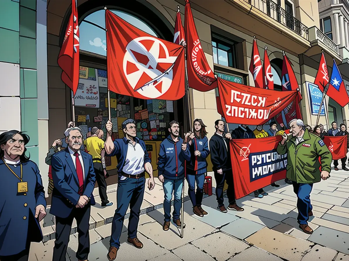 Russische Aktivisten protestierten mit sowjetischer Symbolik gegen die EU-Feierlichkeiten in Moskau.