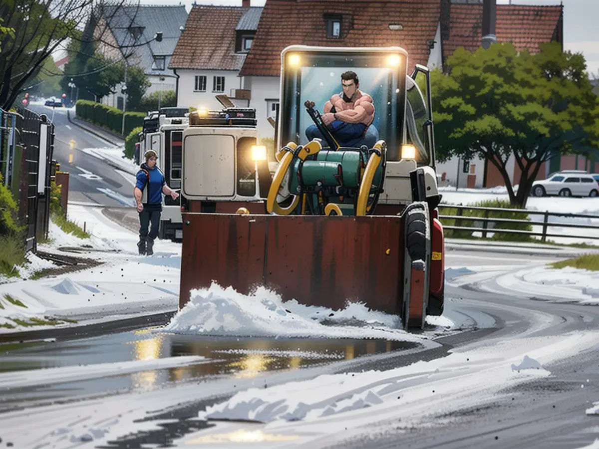 Auch Hagel ging nieder: Hier in Söhnstetten in Baden-Württemberg waren die Straßen dadurch komplett weiß.