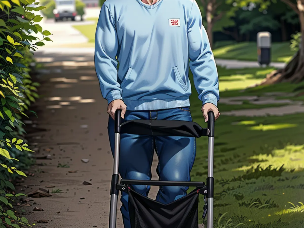 Carlo has had a walking frame since May 2023, which he currently uses every day