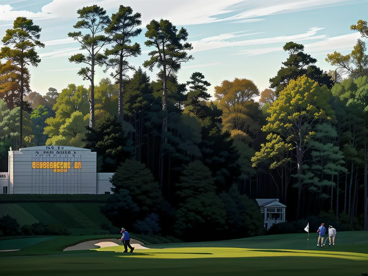 The 11th green is prepared prior to the 2024 Masters Tournament at Augusta National Golf Club on April 6.