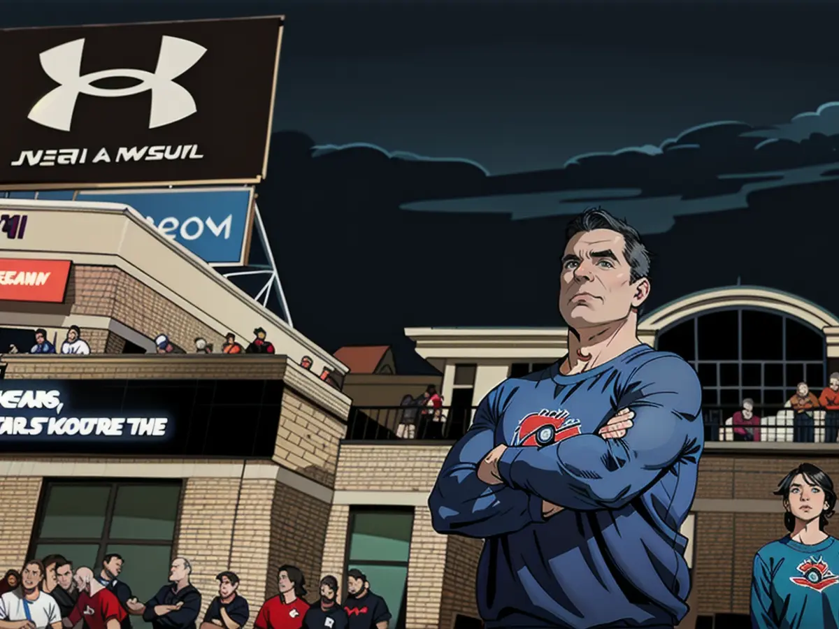 Kevin Plank, Gründer und CEO von Under Armour, blickt während des ersten Viertels des Spiels zwischen den Maryland Terrapins und den Southern Methodist Mustangs im Capital One Field at Maryland Stadium am 17. September 2022 in College Park, Maryland, auf das Spielfeld.