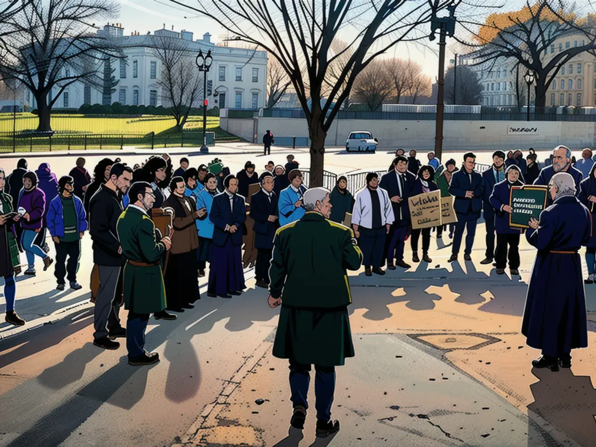 A vigil is held outside of the White House on February 17 to mark three years since Majd Kamalmaz's detention in Syria.