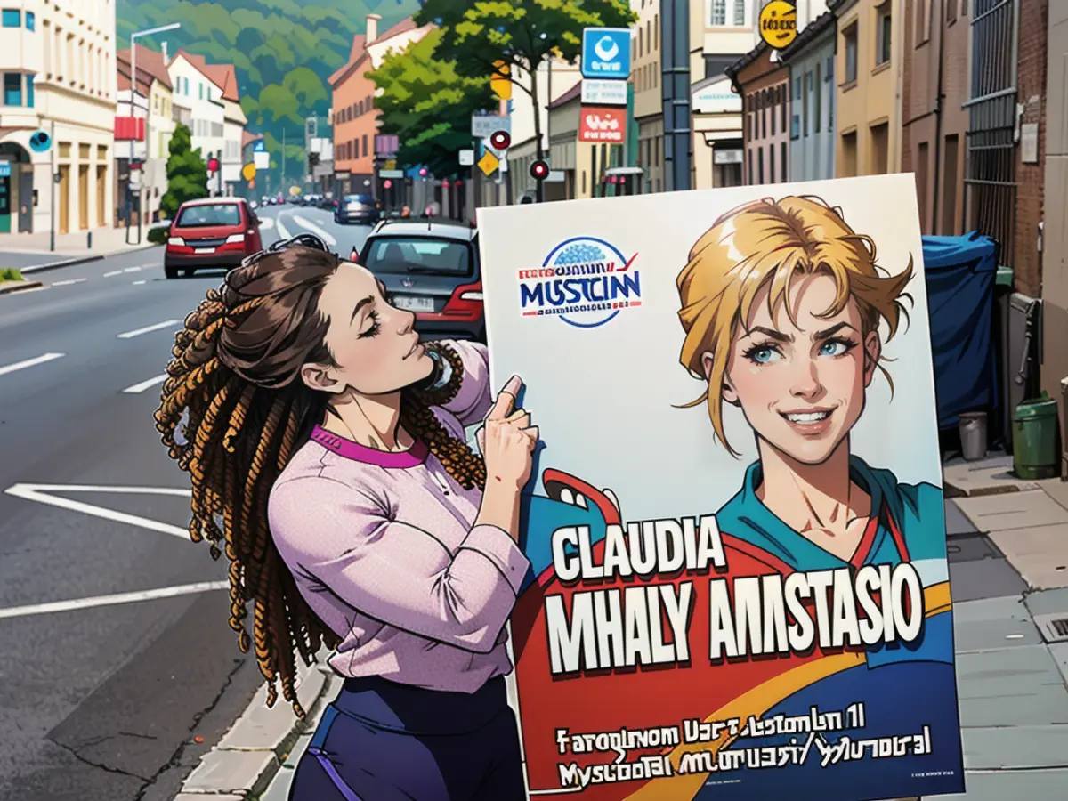 How local politician Claudia Mihaly-Anastasio (49) puts up posters in Freital