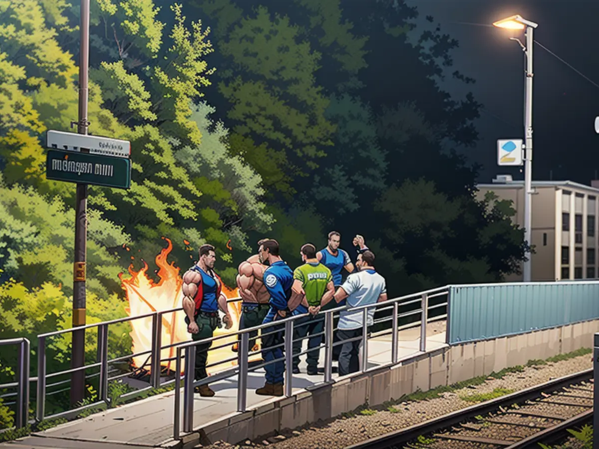 La police et les pompiers ont recouvert les corps d'un écran sur le quai de Kleinheubach.