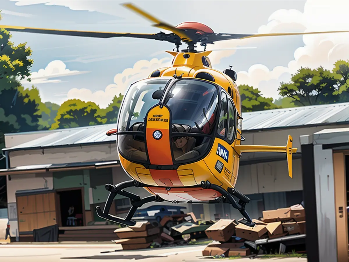 A rescue helicopter landed at the scene of the accident - brought an emergency doctor