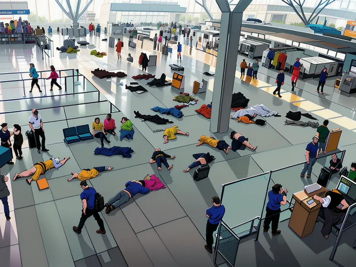 Des dizaines de militants pour le climat se couchent au sol à l'aéroport de Stuttgart