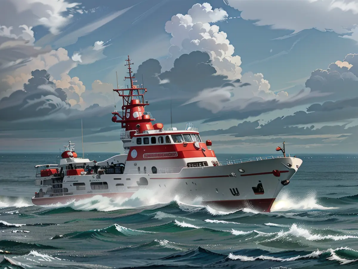 Également en mission de recherche : un croiseur de sauvetage du service allemand de recherche et de...
