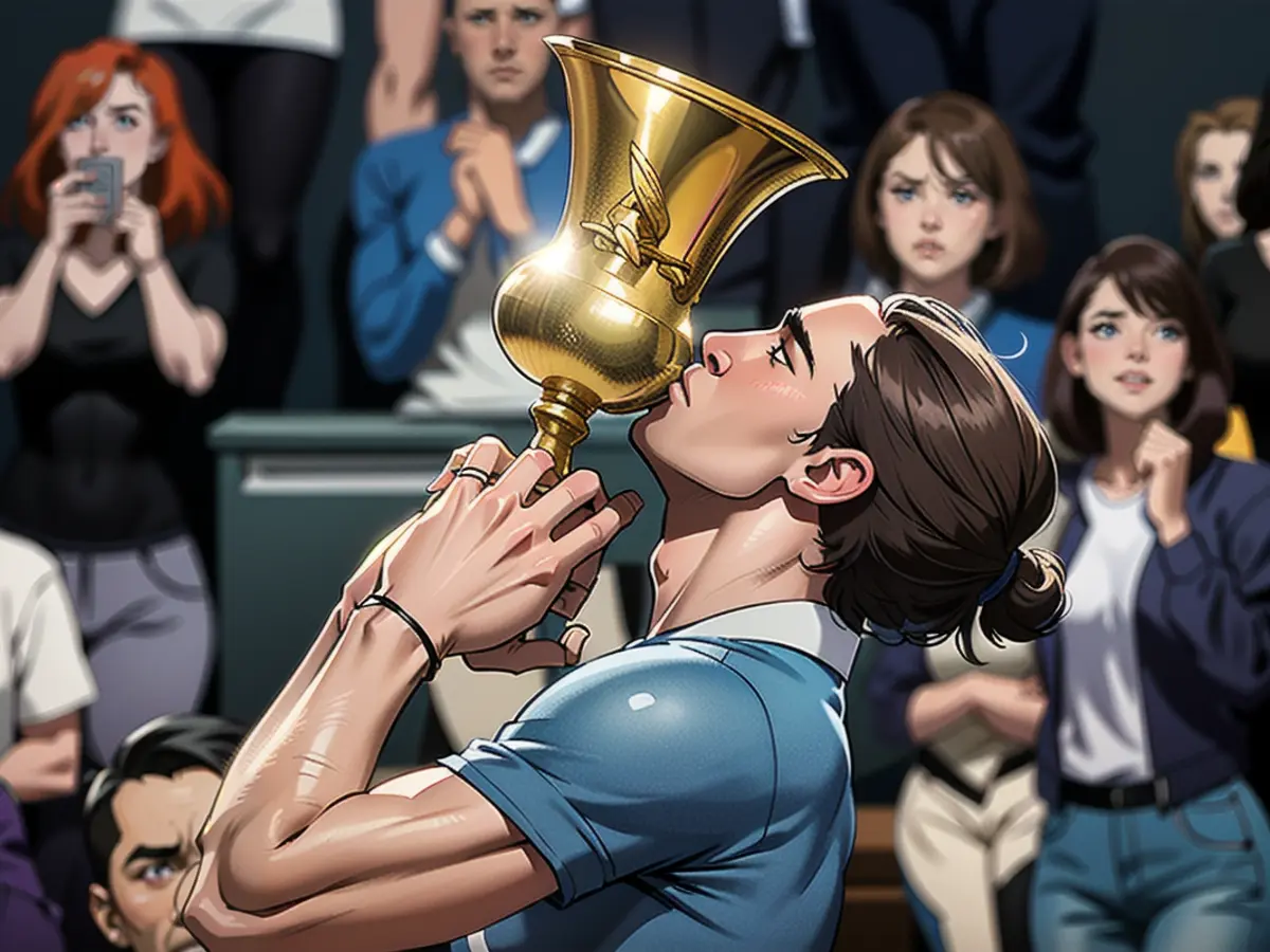Alexander Zverev kisses the winner's trophy for the second time after 2017