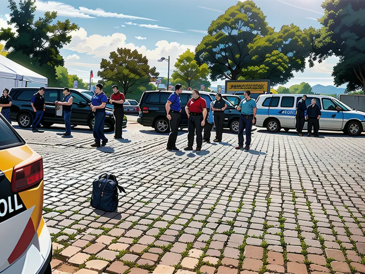 Dozens of customs officers were on duty at the exhibition grounds in Dresden