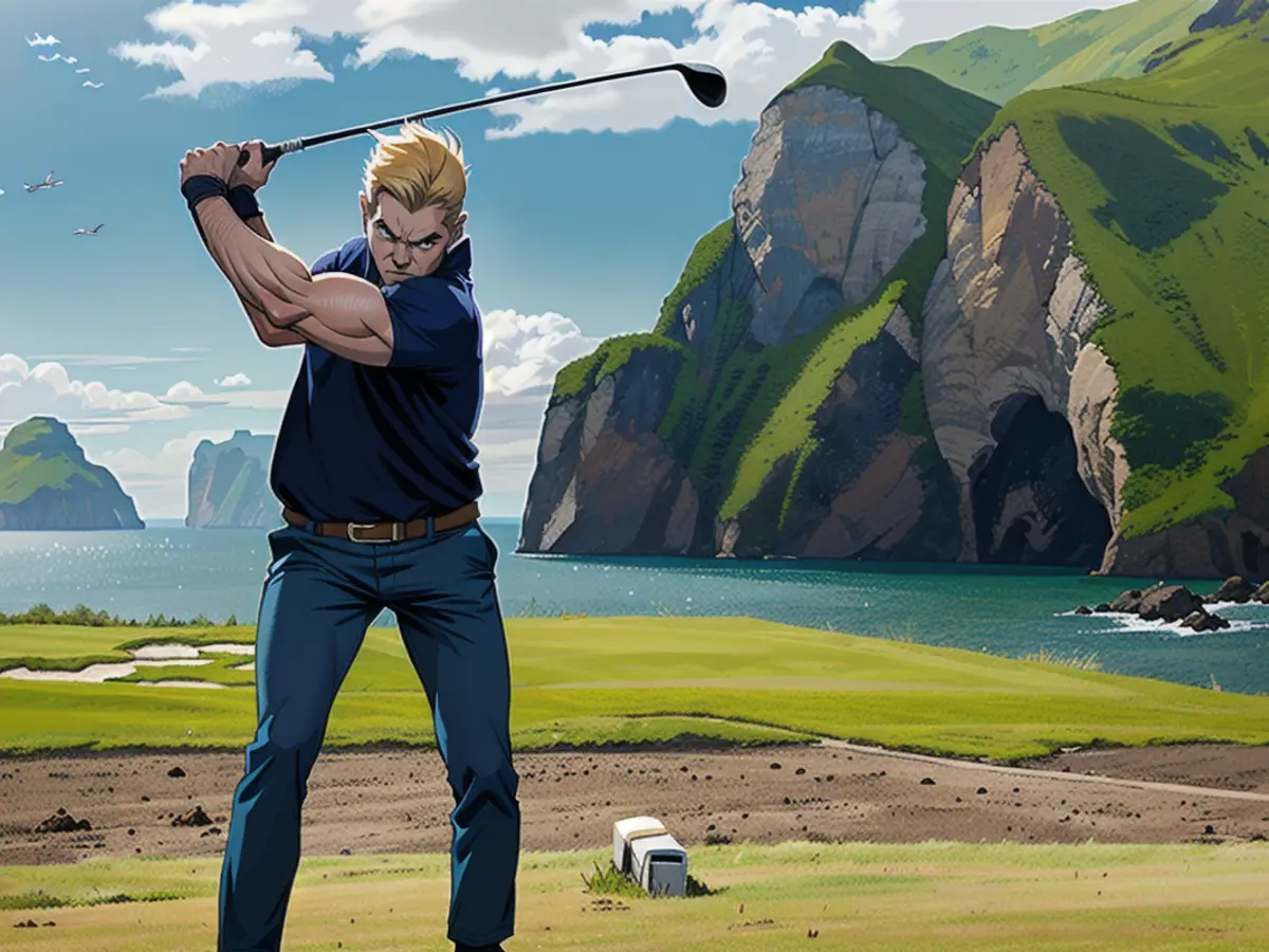 Elliði Snær Viðarsson also cuts a fine figure when playing golf