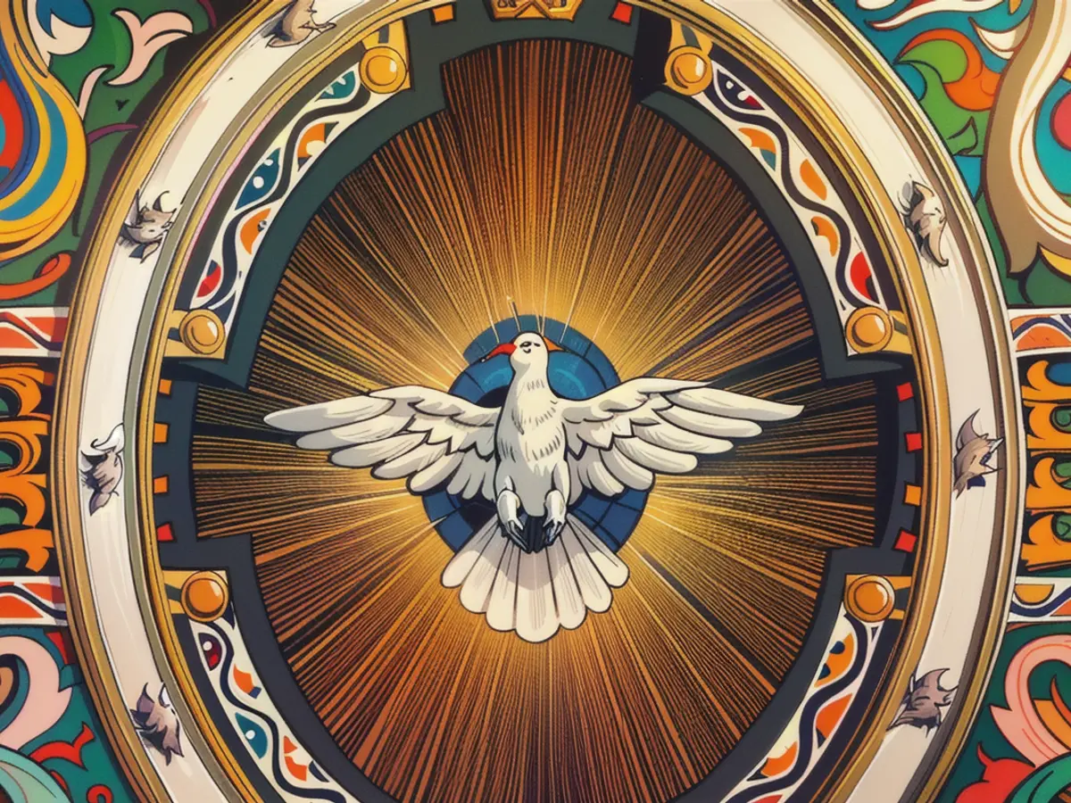 The dove (here on the ceiling of a Protestant church in Saxony) is a symbol of the Holy Spirit