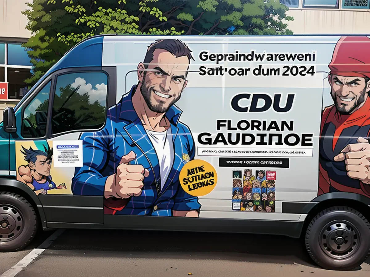Florian Gauder's election campaign van. The
