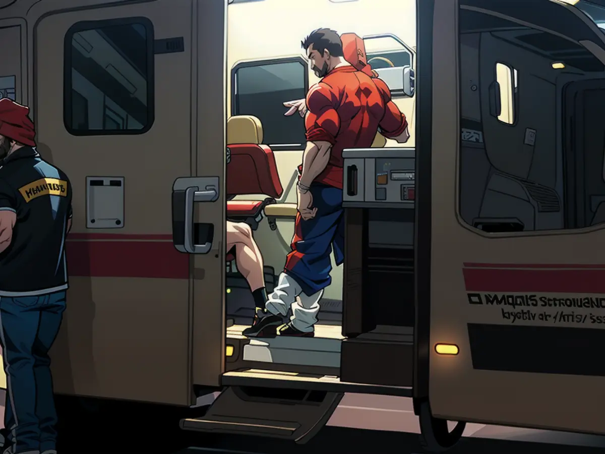 A man is treated in an ambulance
