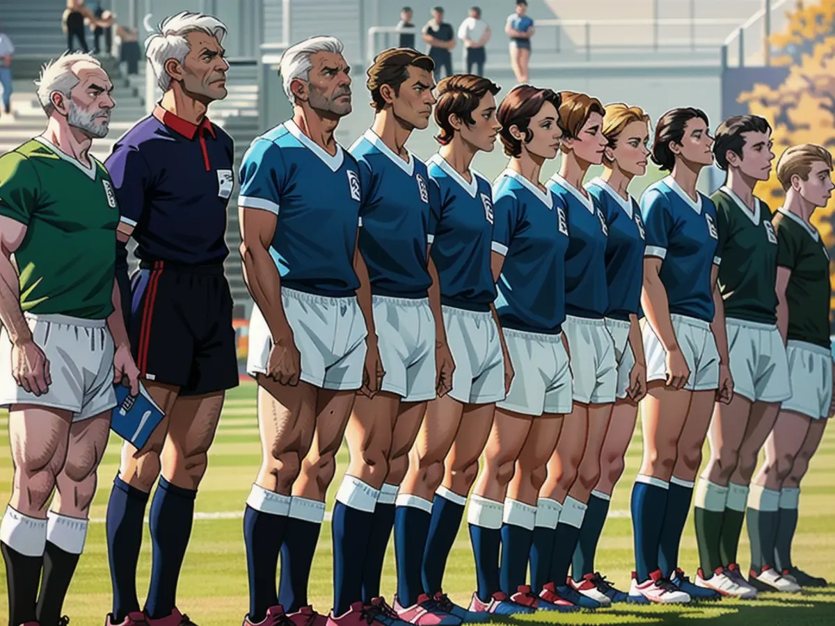 C'est l'équipe que le sélectionneur national Helmut Schön a envoyé sur le terrain lors de la demi-finale de la Coupe du monde de 1970. 4ème à partir de la gauche : Karl-Heinz Schnellinger