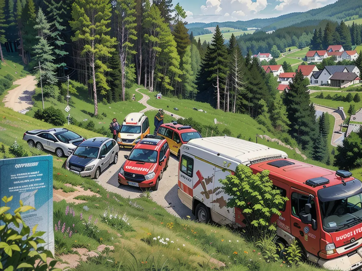 Les services d'urgence sur les lieux de l'accident à Eppenstein en Autriche