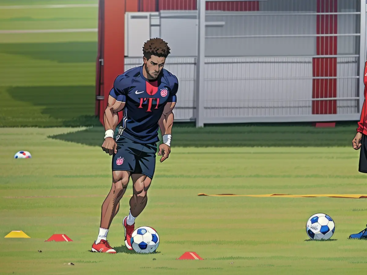 Kingsley Coman, star du Bayern, lors d'une séance d'entraînement décontractée mardi avec...