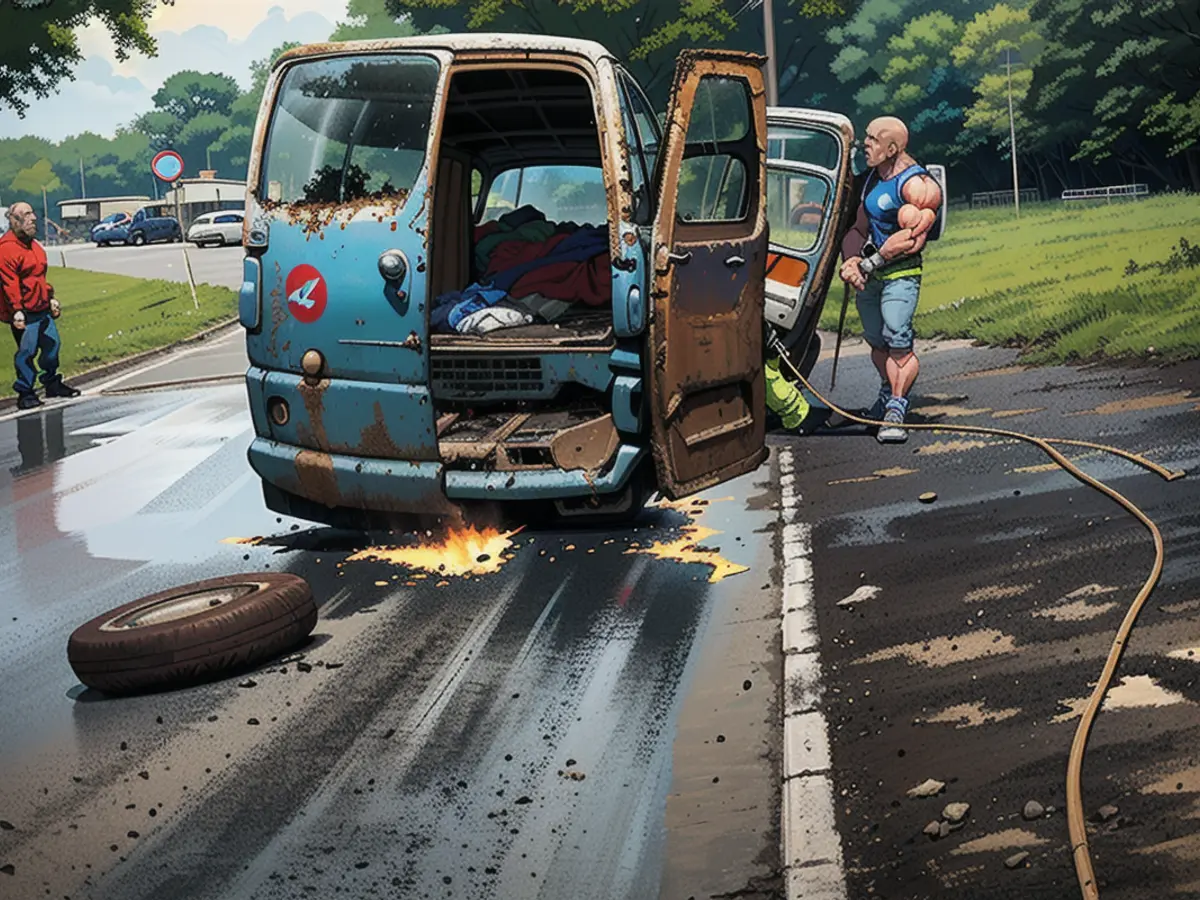 The vehicle burned out completely