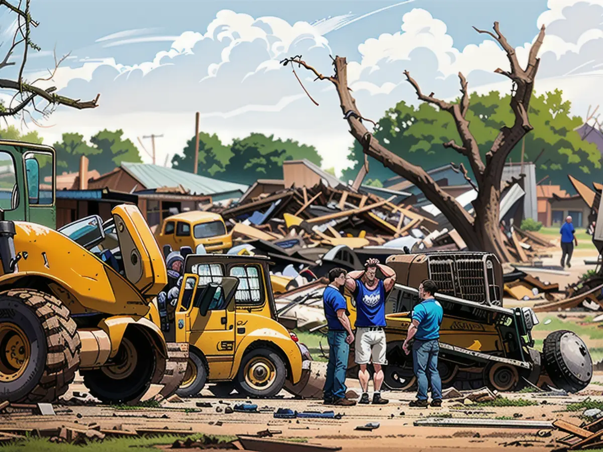 Trümmerhaufen bedecken Greenfield, Iowa, nachdem ein Tornado am Dienstag niedergegangen war.