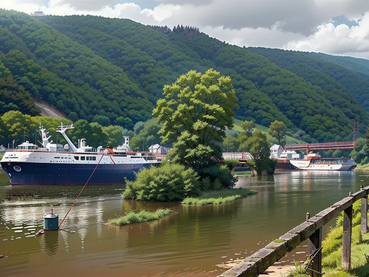 Le pétrolier endommagé a jeté l'ancre à l'embarcadère des navires de croisière à Cochem le matin...