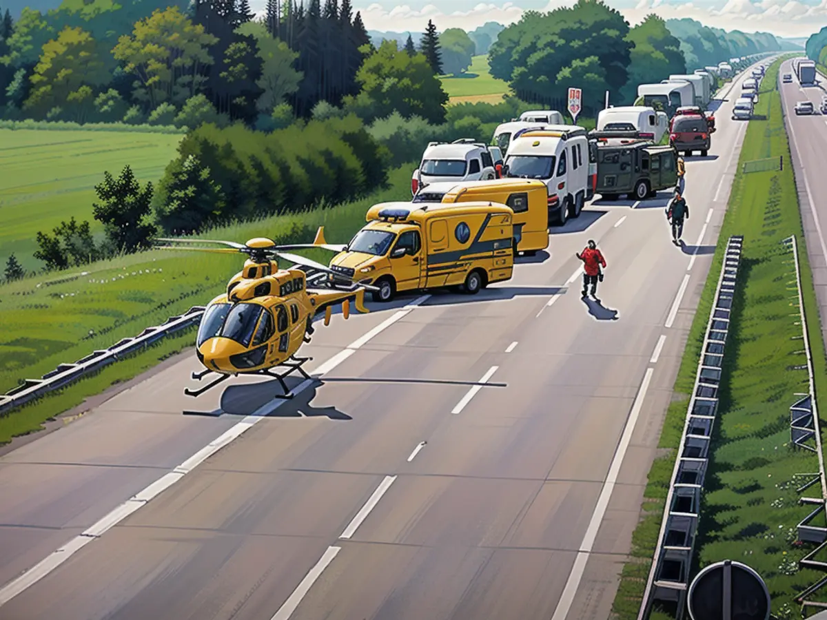 The ADAC rescue helicopter has landed on the A1