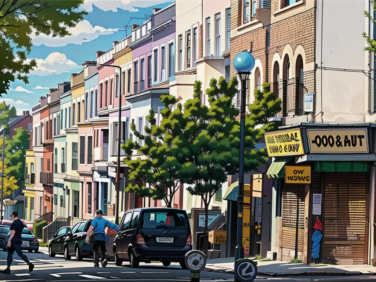 The colorful terraced houses of Notting Hill, which these days sell for millions of pounds.