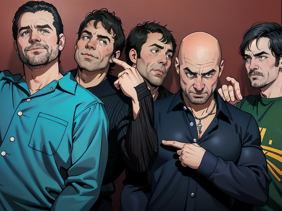 Le groupe Train en 2002 (de gauche à droite) : Rob Hotchkiss, Patrick Monahan, Scott Underwood, Jimmy Stafford et Charlie Colin