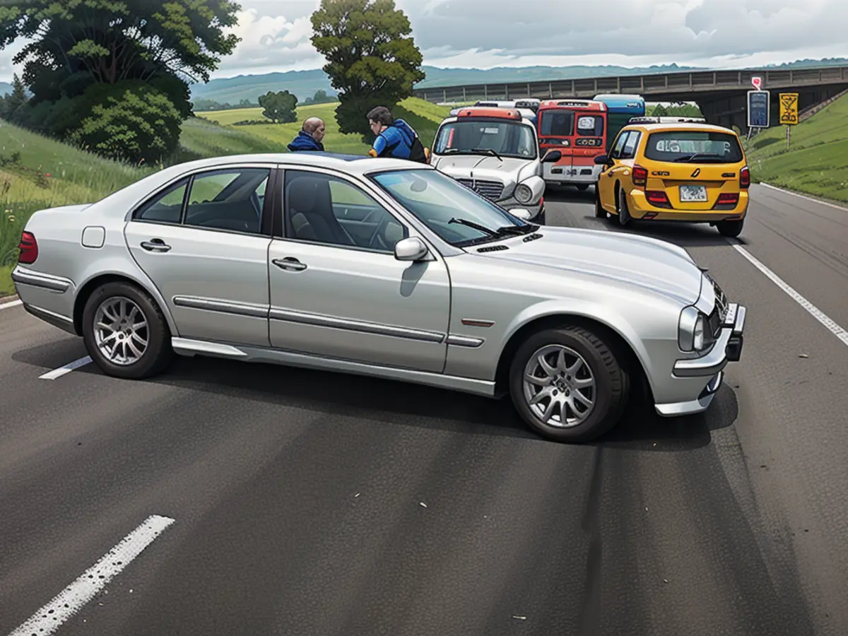 The amok racer's Mercedes was severely damaged in several accidents and finally slowed down