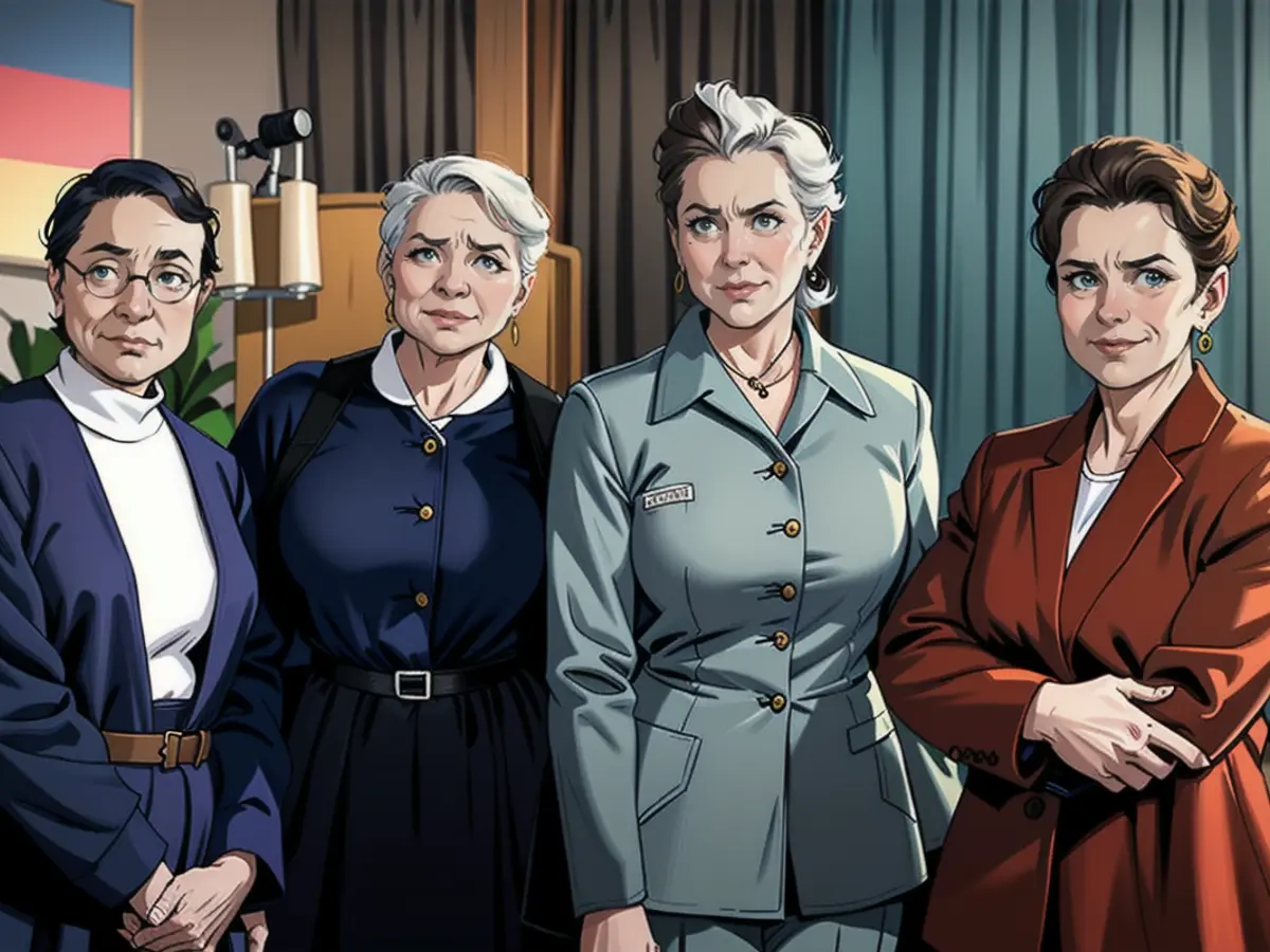 In 2013, ARD filmed the life of Elisabeth Selbert and the three other mothers of the Basic Law. It starred Eleonore Weisgerber as Helene Wessel, Petra Welteroth as Helene Weber, Iris Berben as Elisabeth Selbert and Lena Stolze as Frieda Nadig (from left)