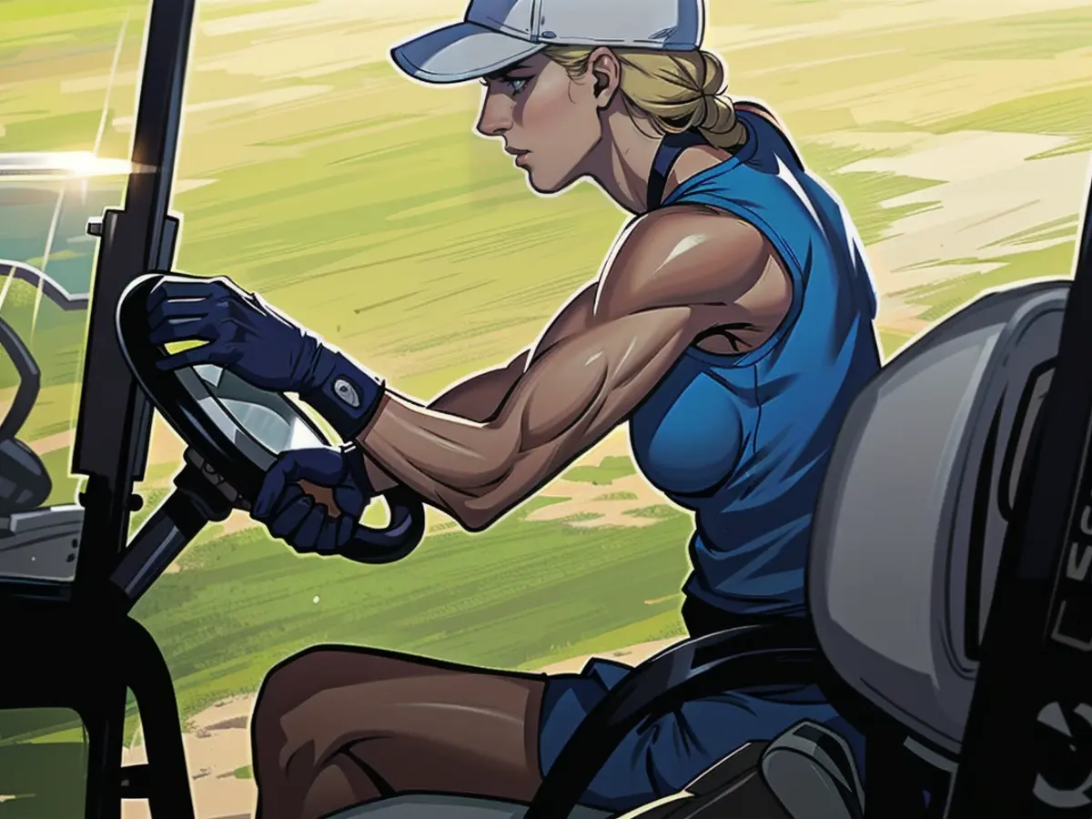 Harp uses her golf buggy as a mobile office