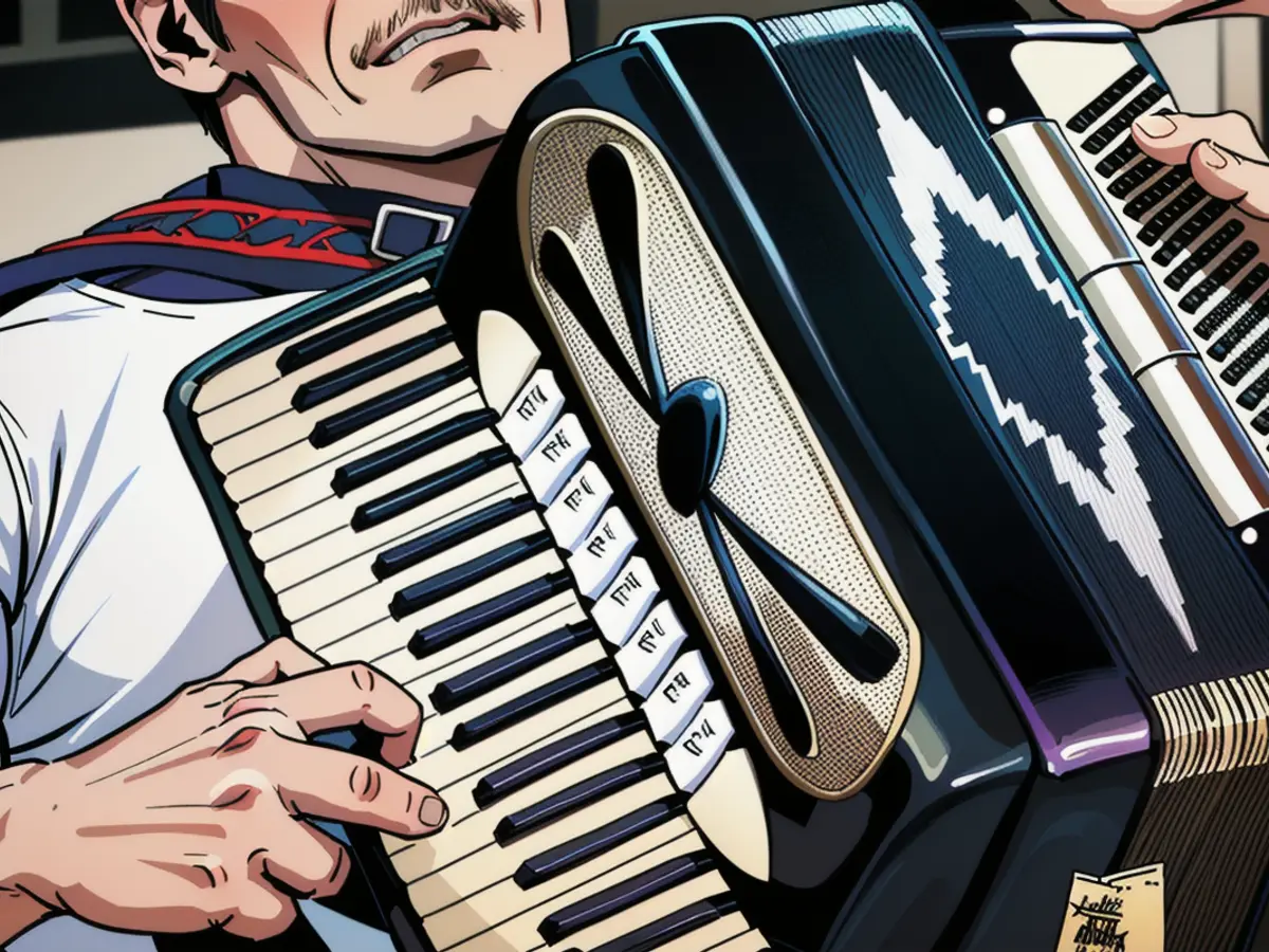 A musician plays the accordion