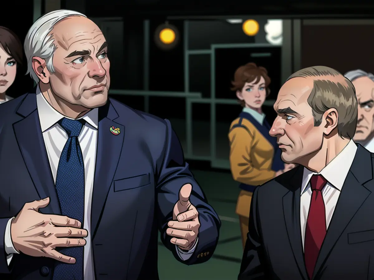 Putin (rechts) wird von Lukaschenko auf dem Flughafen in Minsk empfangen.