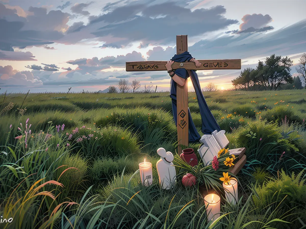 Tino E. was killed at this spot. Candles and a wooden cross commemorate the gruesome death