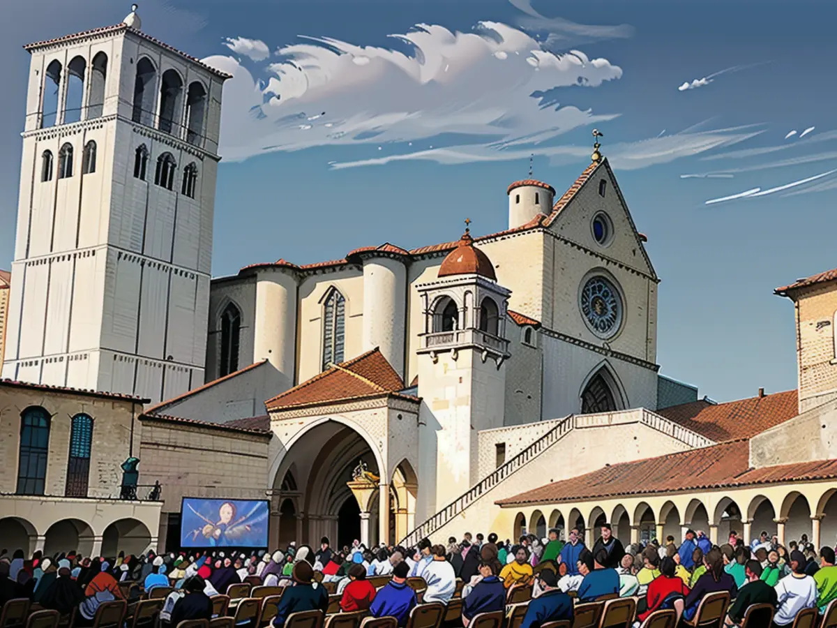 Viele nahmen an der Seligsprechungszeremonie von Carlo Acutis in der Basilika St. Franziskus am 10. Oktober 2020 in Assisi, Italien, teil.
