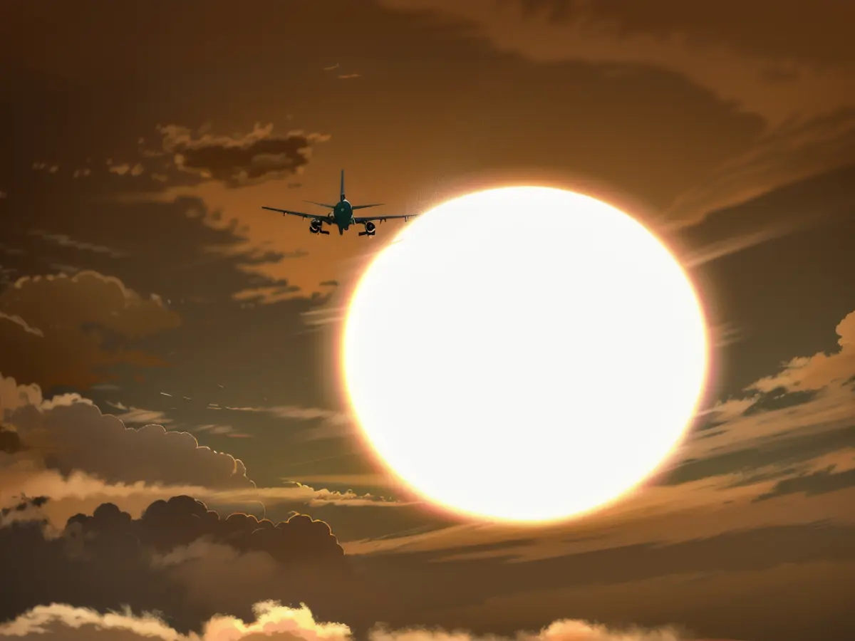 Ein Flugzeug landet am 15. Mai bei Sonnenuntergang auf dem internationalen Flughafen von San Francisco. Für weite Teile des Landes werden in diesem Sommer überdurchschnittlich hohe Temperaturen vorhergesagt. Je nachdem, wie heiß es wird, könnte das Auswirkungen auf den Flugverkehr haben.